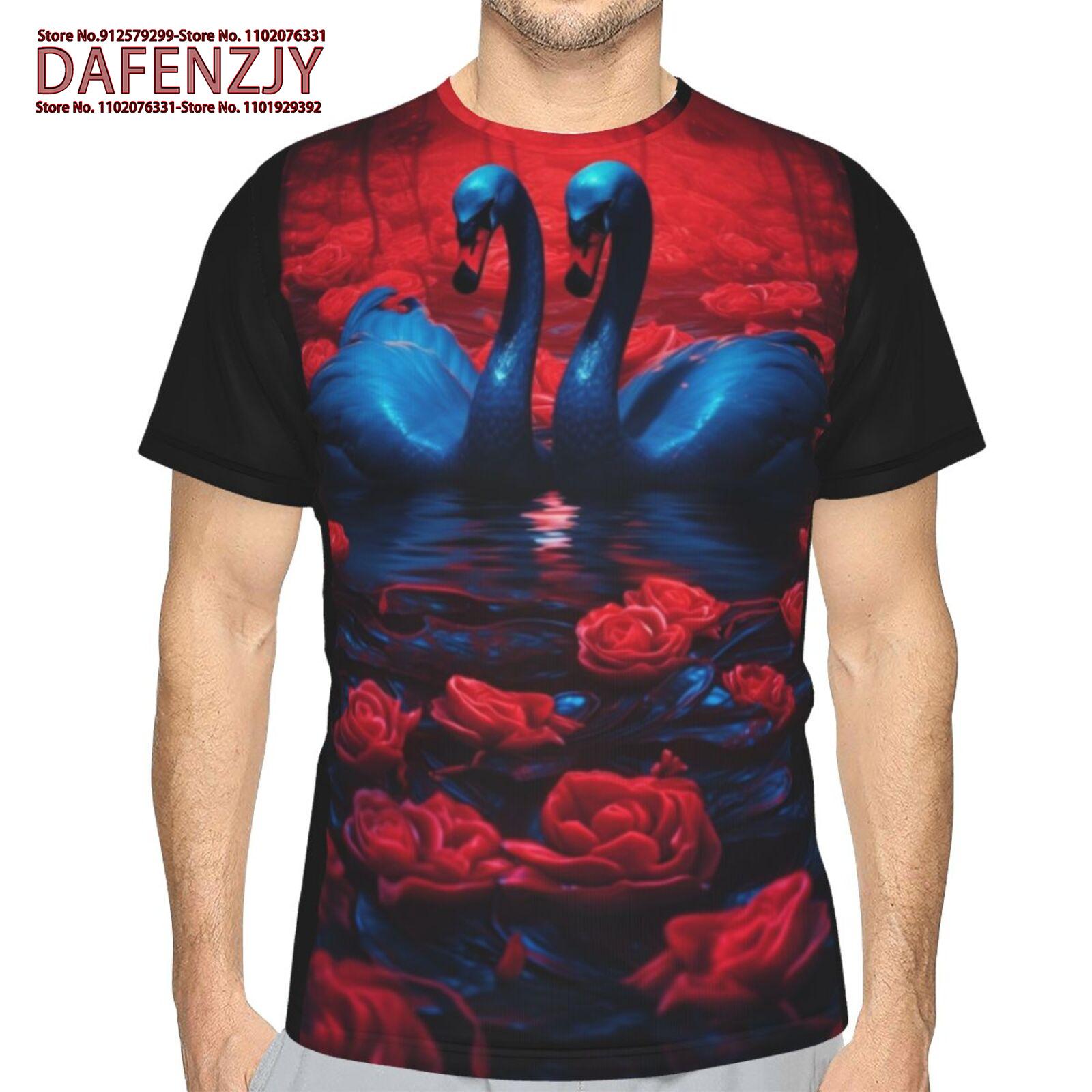 

Крутая модная 3D футболка с принтом белого лебедя, забавная, мужская/женская, повседневная, крутая, с круглым воротником, коротким рукавом, фирменные футболки S синий