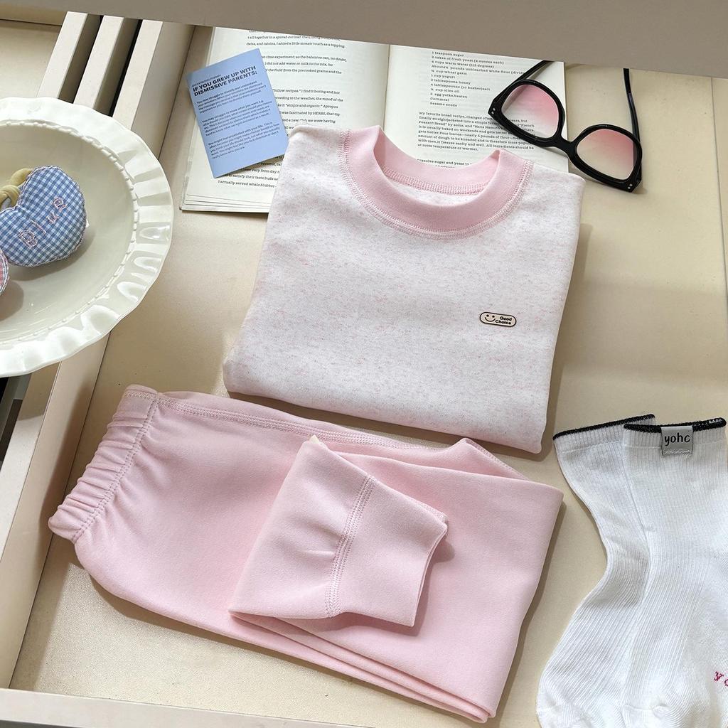 Children's Velvet Cotton Underwear Set: Thickened Autumn Striped Home Wear for Boys and Girls