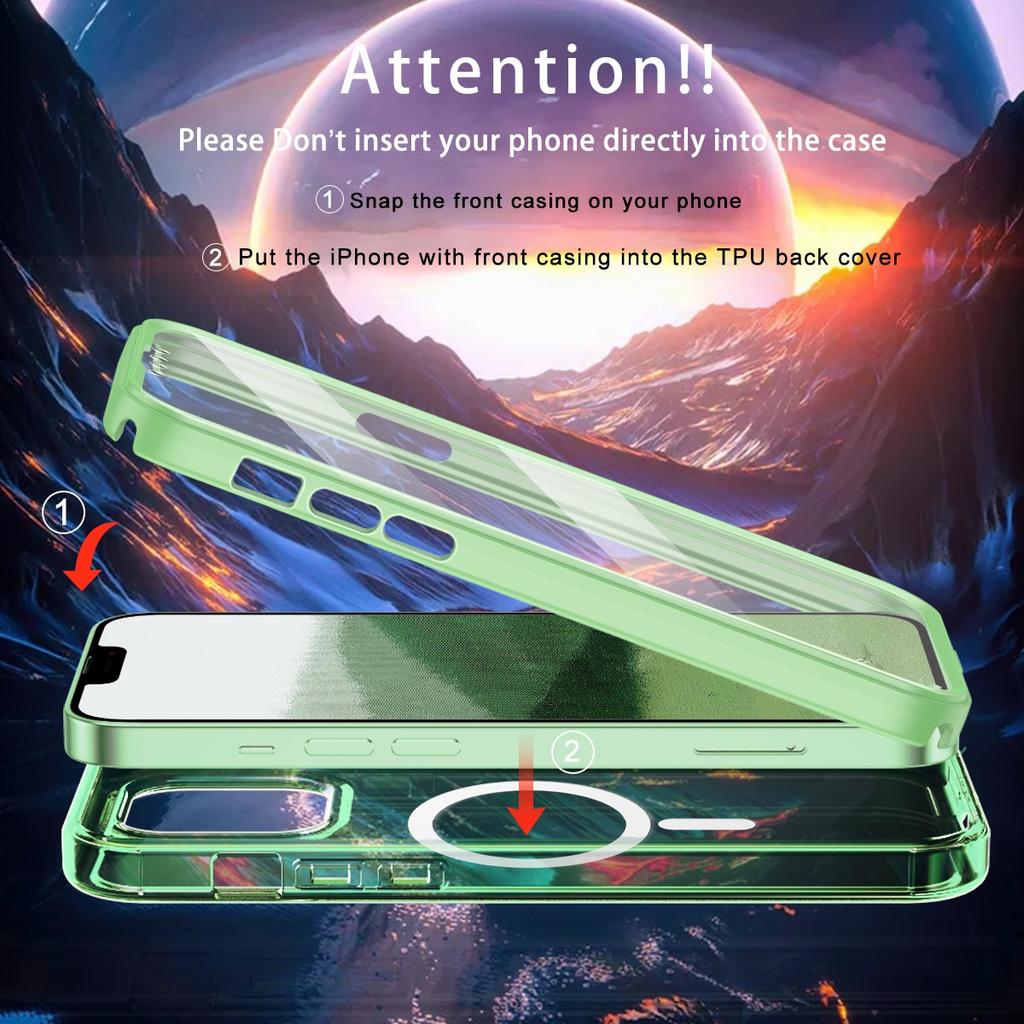 For iPhone 11 Pro Max Case Compatible with MagSafe Front/Back Full Protection Clear Phone Case