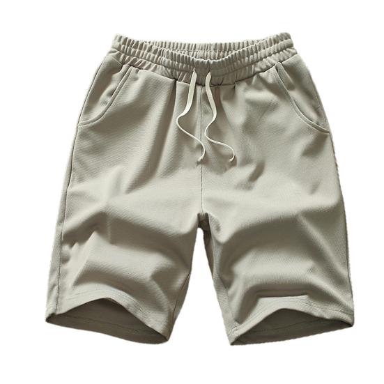 Men Shorts Solid Color Loose Elastic Waist Colorfast Students Shorts for Daily Wear