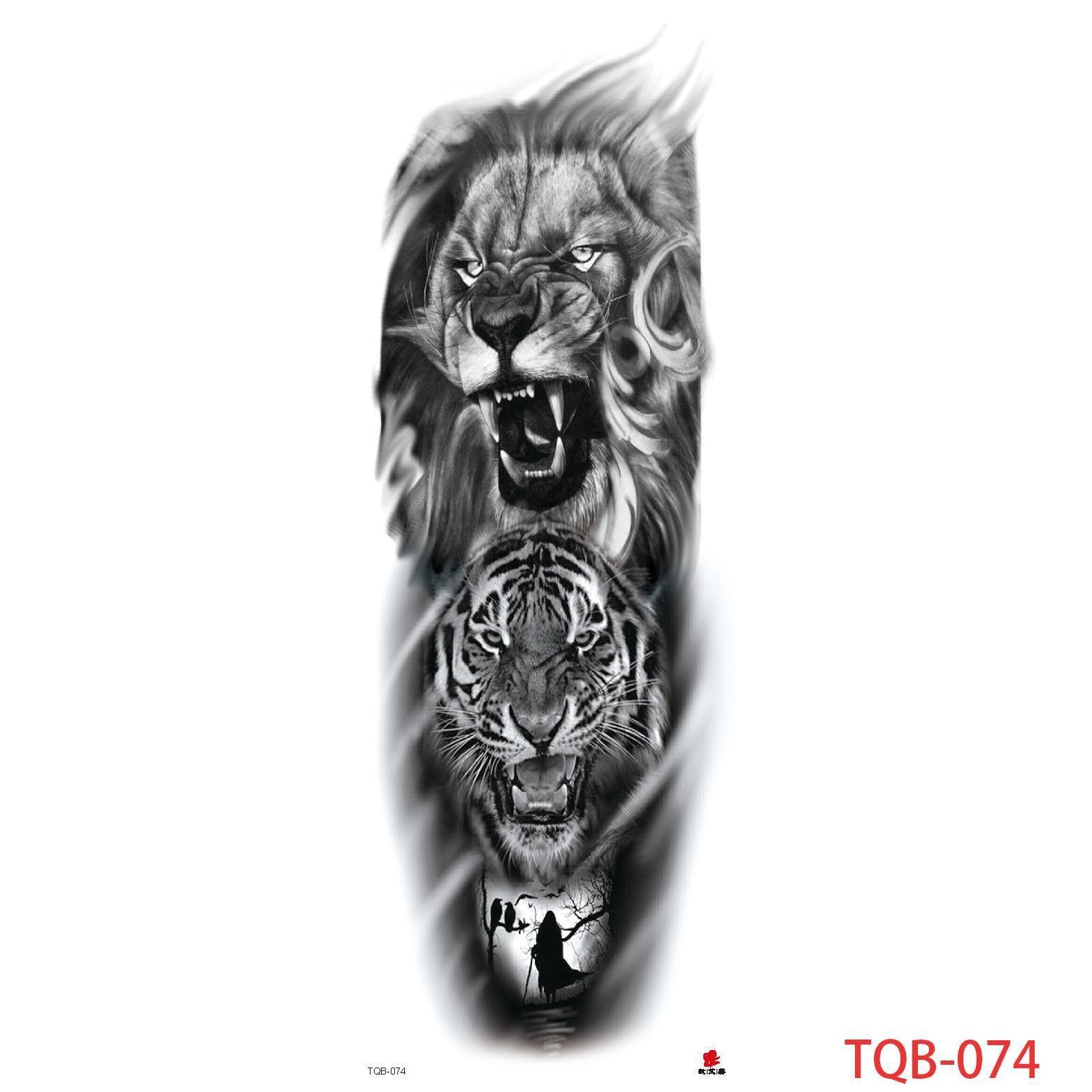 

1 предмет, 480*170 мм, большие временные татуировки, рукава для мужчин и женщин, татуировки на всю руку, временные реалистичные поддельные татуировки с волком, тигром, львом TQB-074