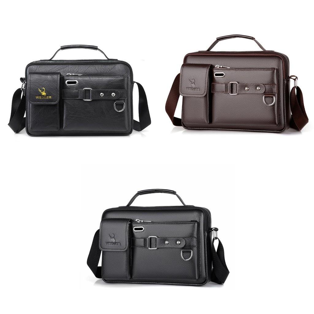 Men's Single Shoulder Bag With Pu Leather Waterproof And Durable Ideal For Daily Use Business Commute