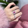 Trendy Luxury Simulated Red Tourmaline Adjustable Ring for Women