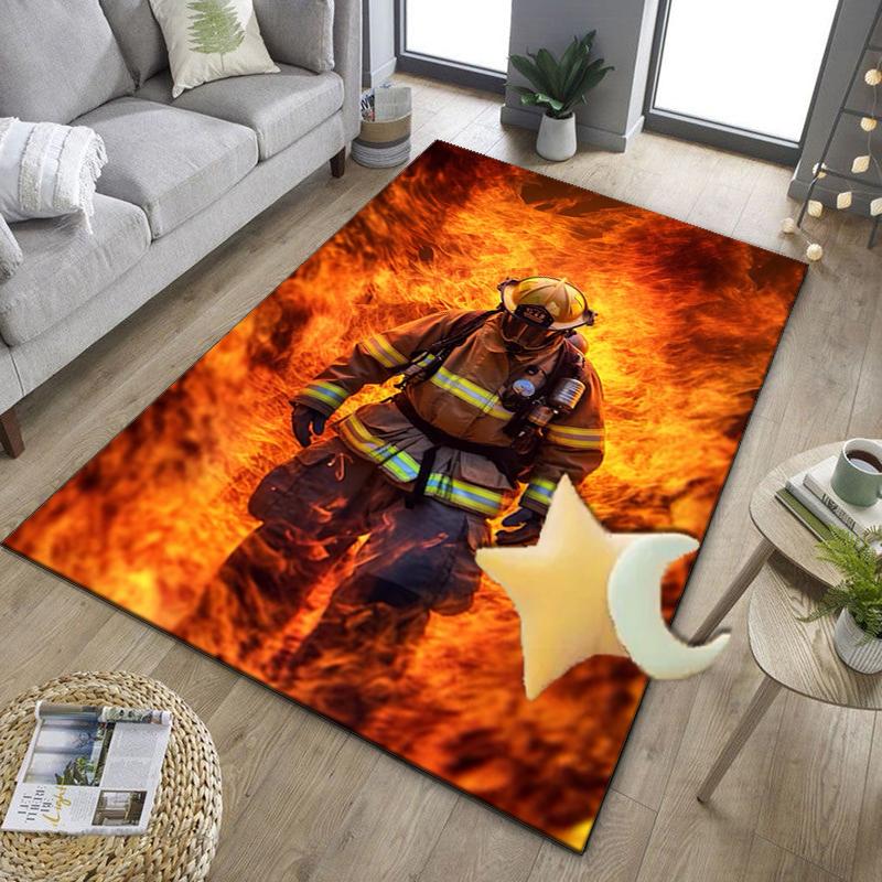 Firefighter Bravery In Action Office Rug Chair Mat, Entryway Carpet, Suitable for Front Door, Bedroom, Living Room, Desk, Holiday Gift