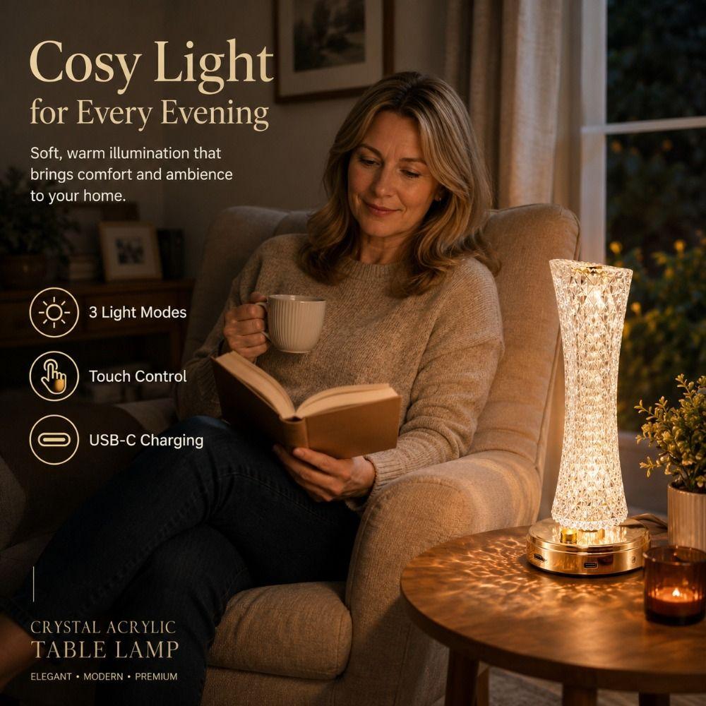 Acrylic Crystal Table Lamp Three Color Lighting Decorative Desk Lamp  Bedroom Lighting