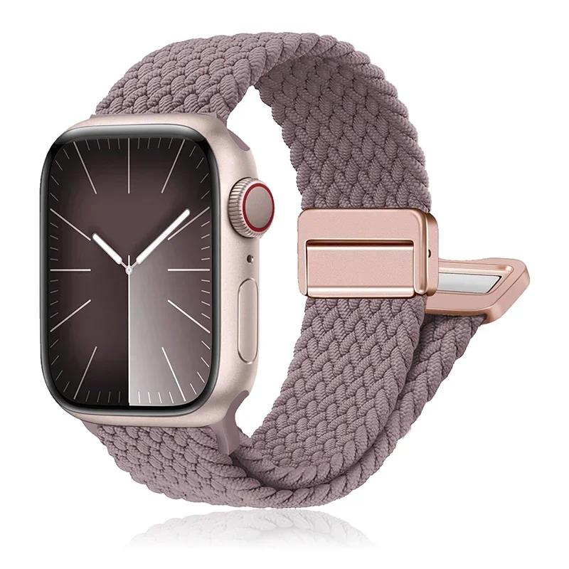 Braided Band for Apple Watch Strap 44mm 40mm 45mm 46mm 49mm 41 42 38 Magnetic Nylon Bracelet iWatch Series Se 7 6 8 9 10 Ultra 2