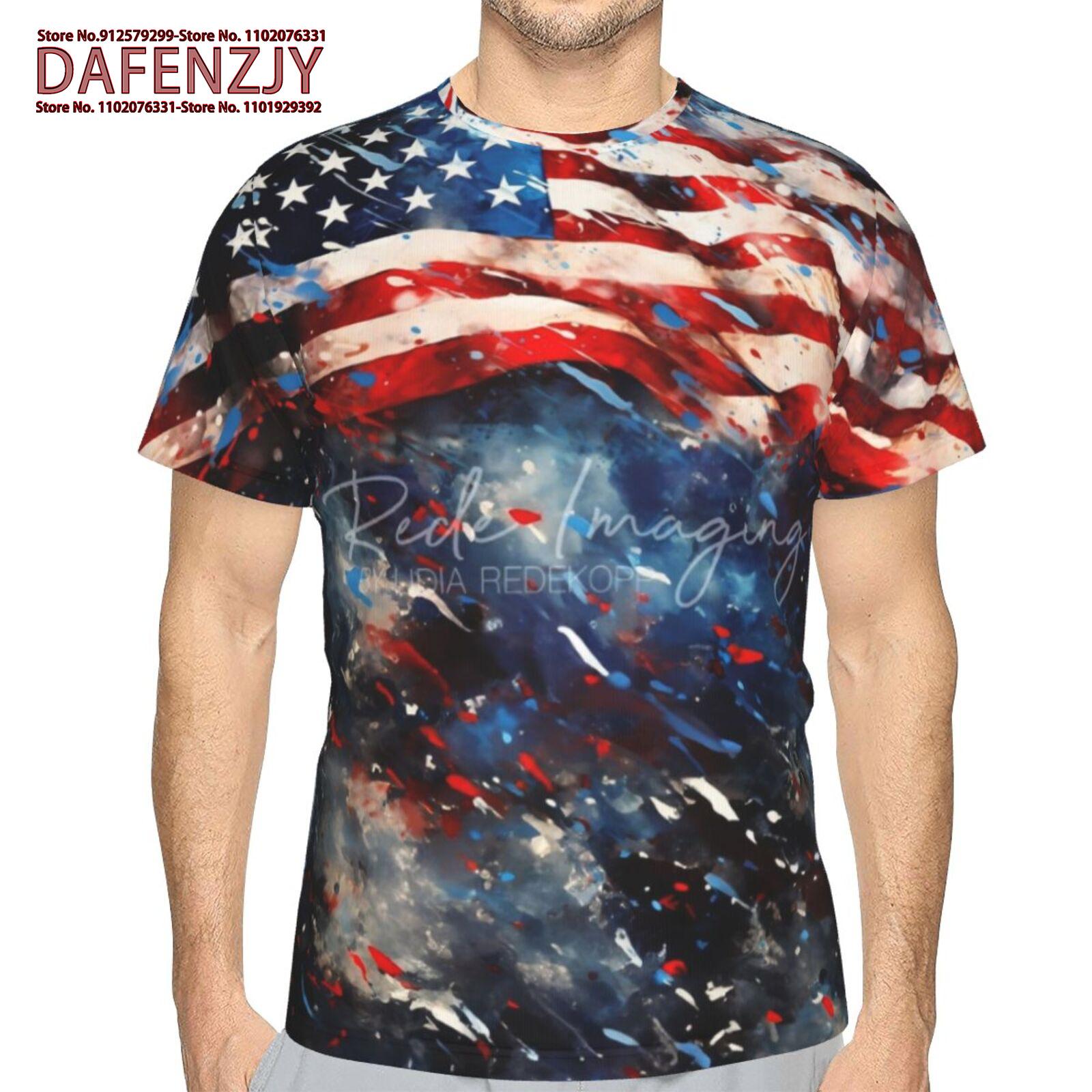 

Футболка мужская хип-хоп футболка с принтом американского флага Летняя крутая футболка Never Say Die Usa Flag Streetwear Футболка мужская Make America Great S синий