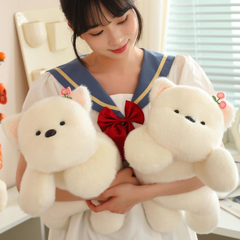 Simulation West Highland Dog Plush White Puppy Accompany Toy Stuffed Animal Sleep Pillow  Children Birthday Gift Home Decor