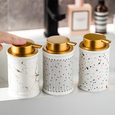 320ML Keramik-Lotionsflasche im europäischen Stil Einfacher marmorierter Seifenspender Haushalt Shampoo Make-up-Entferner Wasseraufbewahrungsflasche
