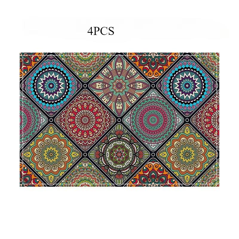 Placemat 1PCS Linen Geometry Floral Dining Mats Nordic Home Kitchen Living Room Insulated Mat