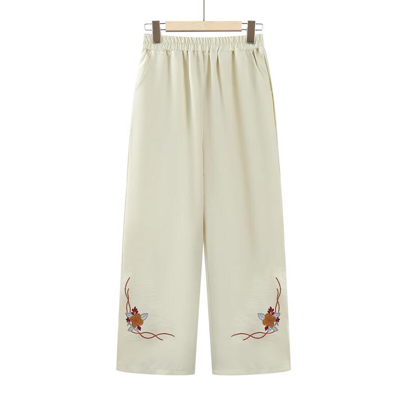 Hodo Women's Mid-Elderly Summer Thin High-Waist Cropped Pants
