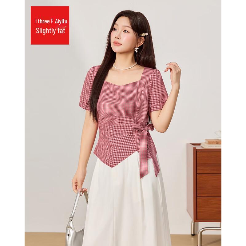 IEF 2026 Summer Tie-Strap Slimming Short Sleeve Top L