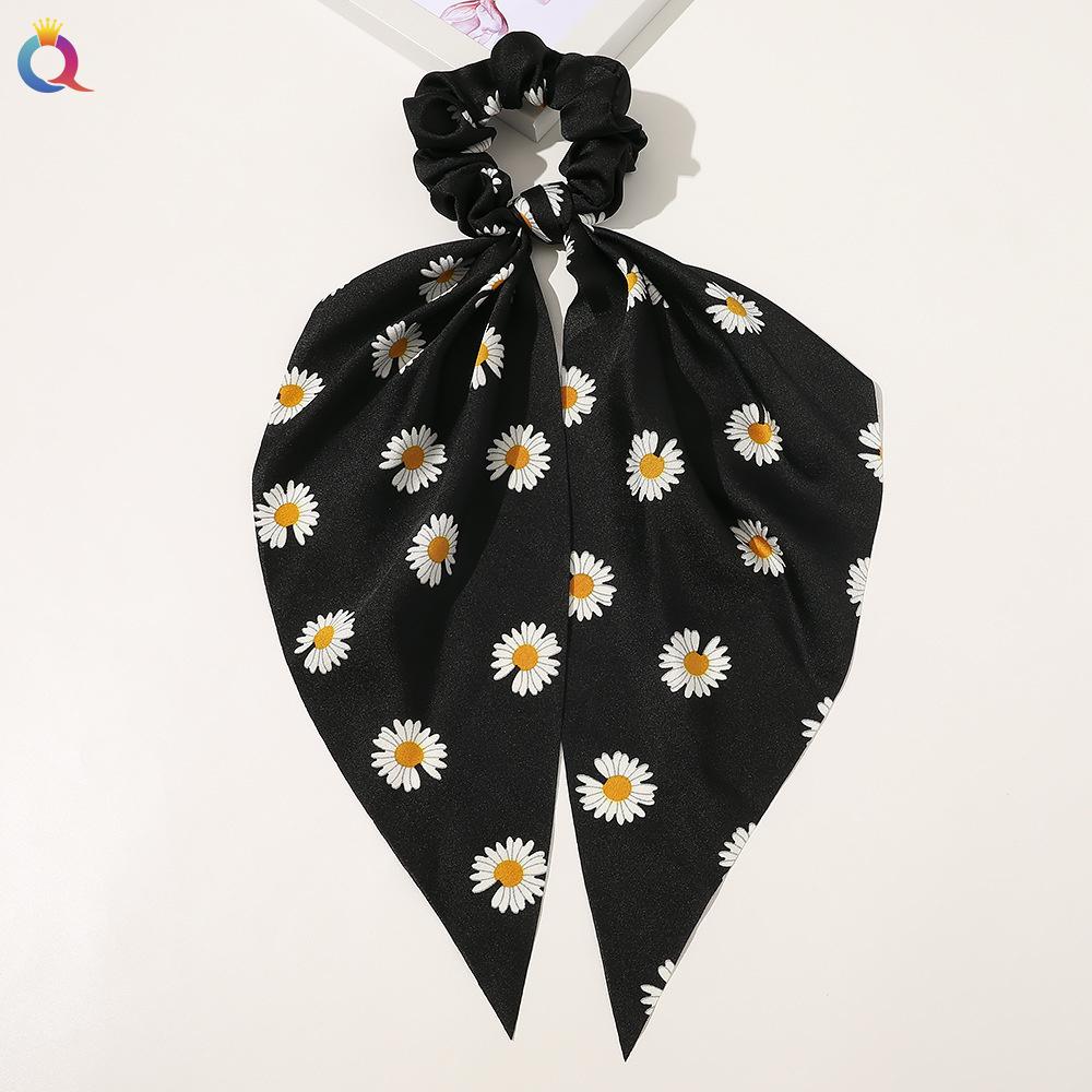 New Floral Print Scrunchies Chiffon Bow Elastic Hair Bands Women Hair Ties Rubber Bands Ponytail Scarf Fashion Hair Accessories