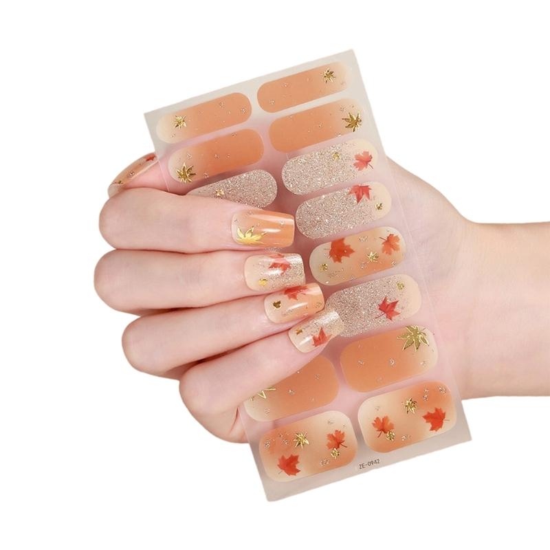 Strong Adhesive Nail Strips Polish Film Decals Stick On Art Decals Without LED Lamps Curing Stylish and Long Lasting