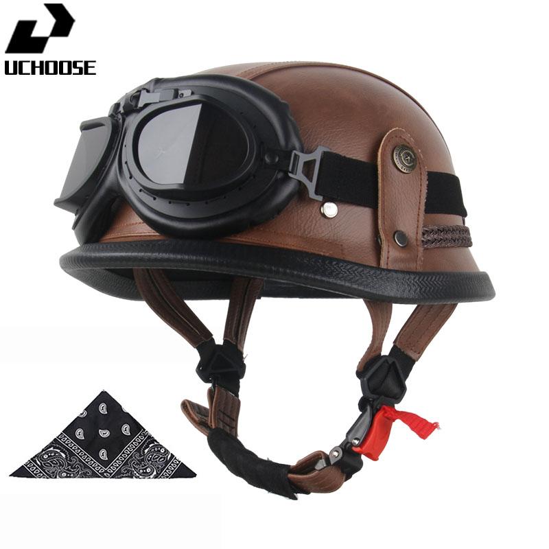 DOT Certified Vintage Open Helmet Motorcycle Open Face Helmet Retro 3/4 Helmet Cruise Casco Casque Moto Men Women