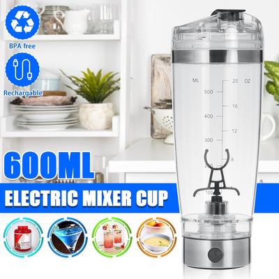 600ML USB Rechargeable Protein Blender Shaker Bottle Portable Creative Auto Electric GYM Protein Blender Shaker Bottle