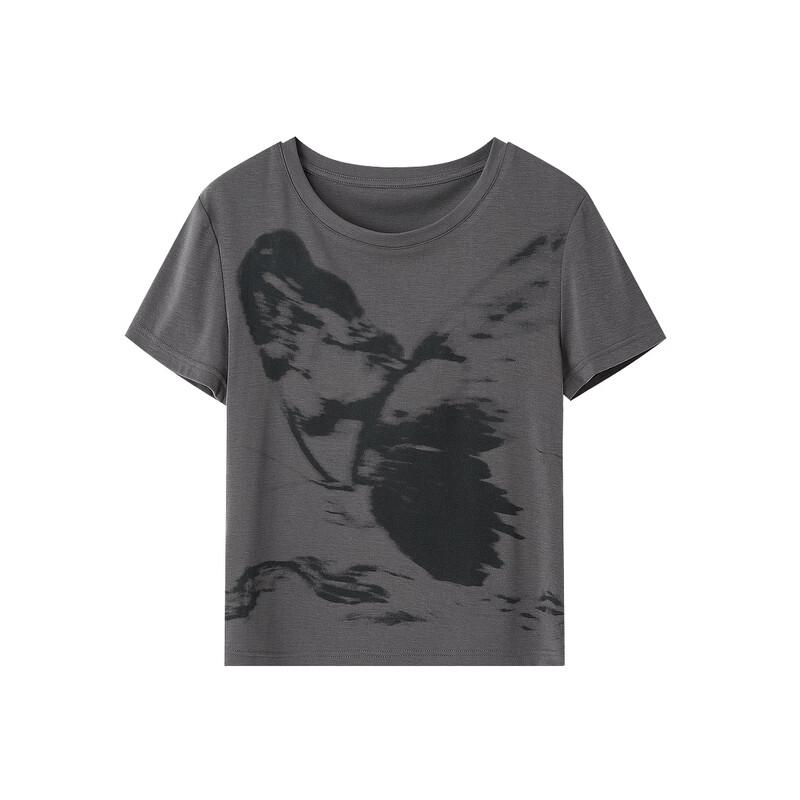 Demana Slim Fit Ribbed Tencel Butterfly Print T-shirt