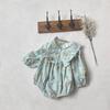 Nordic A-Class Baby Girl Floral Corduroy Romper with Puff Sleeves