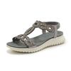 Women's Beaded Rhinestones Sandals T-Strap Bohemian Sandals Breathable Dressy Summer Shoes Outdoor