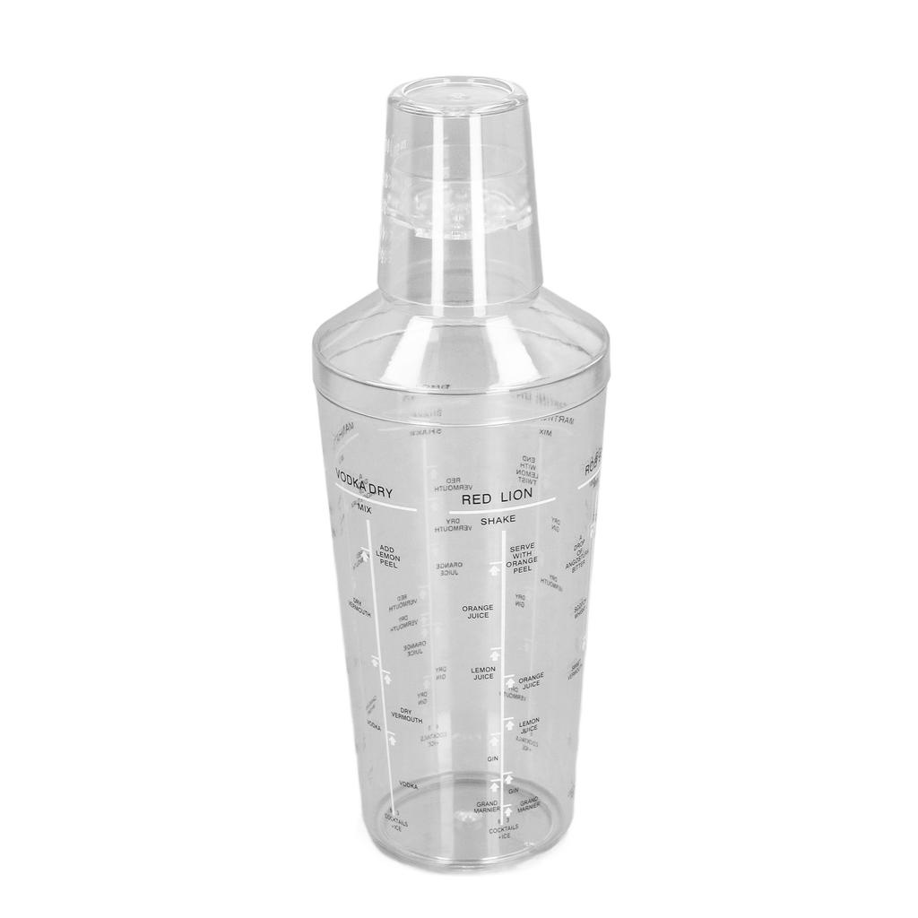 Cocktail Shaker Transparent Drop Resistant Wine Mixer Shaker with Scale for Bar Restaurant Party 530ML