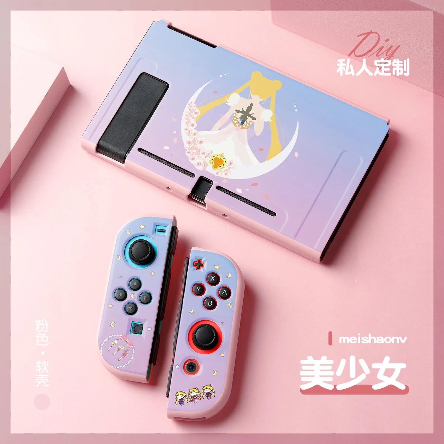

Cute And Charming Sailor Moon Pink Switch Protective Shell NS Controller Joy-Con Split Firm Cover Protection Case designed for Nintendo Switch Present