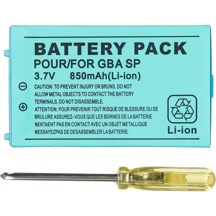 Batterie - LINK-E - GBA SP - 3.7V - 850mAh - Tournevis Inclus