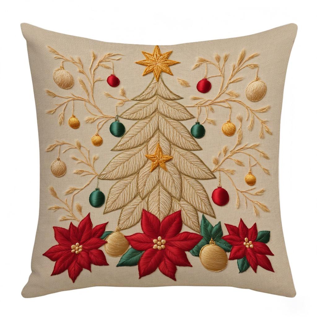 Christmas Khaki Pillowcase Santa Claus Cartoon Super Soft Printed Home Sofa Holiday Decoration Pillowcase