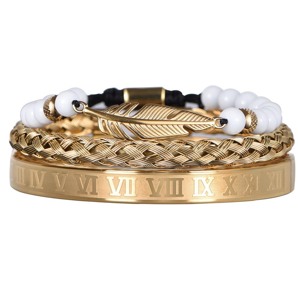 2026 White Bead Crown Bracelet Set Epoxy Roman Numeral Bracelet Set