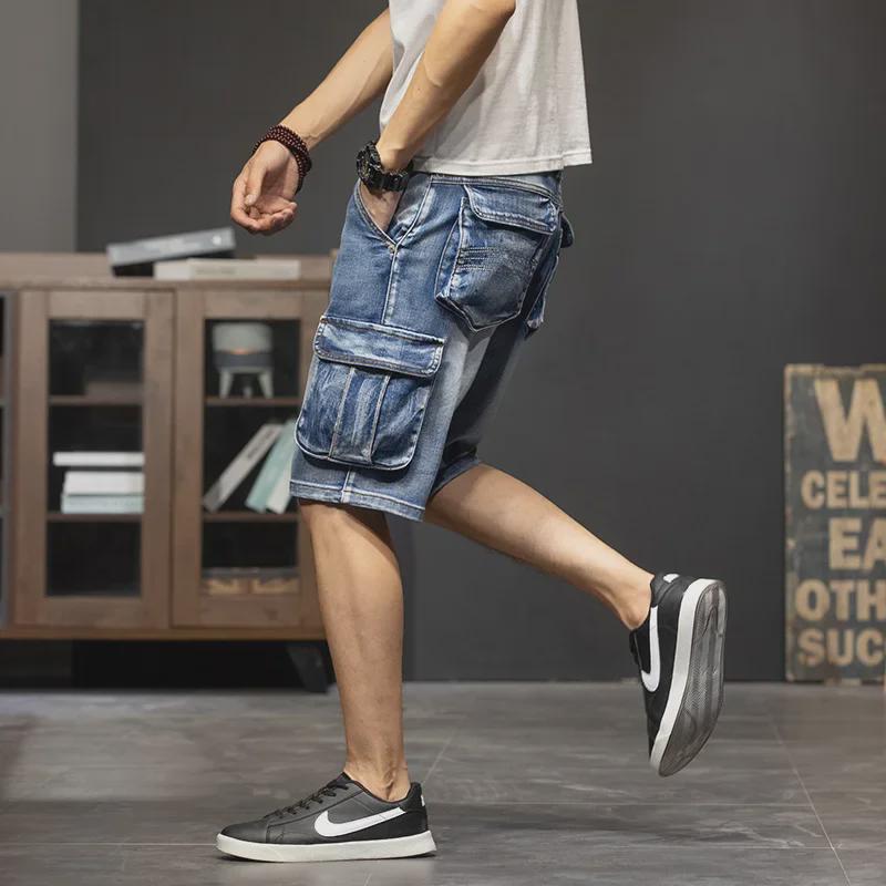 Men's Loose Fit Multi-Pocket Denim Shorts - Large Size, Plus Size, Lightweight Summer Style