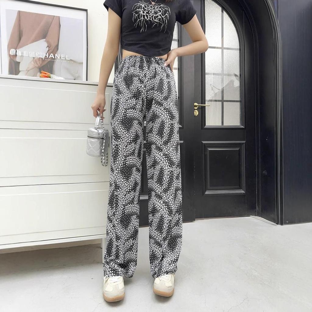 2023 Women's Plus Size Summer Rayon Nine-Point Casual Wide-Leg Pants