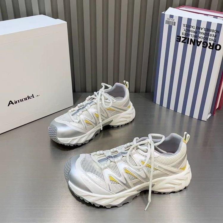 Lederversion~ Daddy Schuhe Damen dünn 2025 neu Sommer atmungsaktive Laufschuhe vielseitige Plateau Freizeitsportschuhe