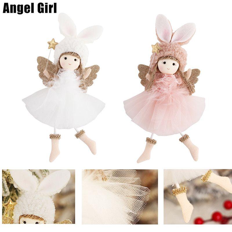 75in Christmas Angel Girl Plush Doll Pendant Xmas Tree Party Hanging Decoration