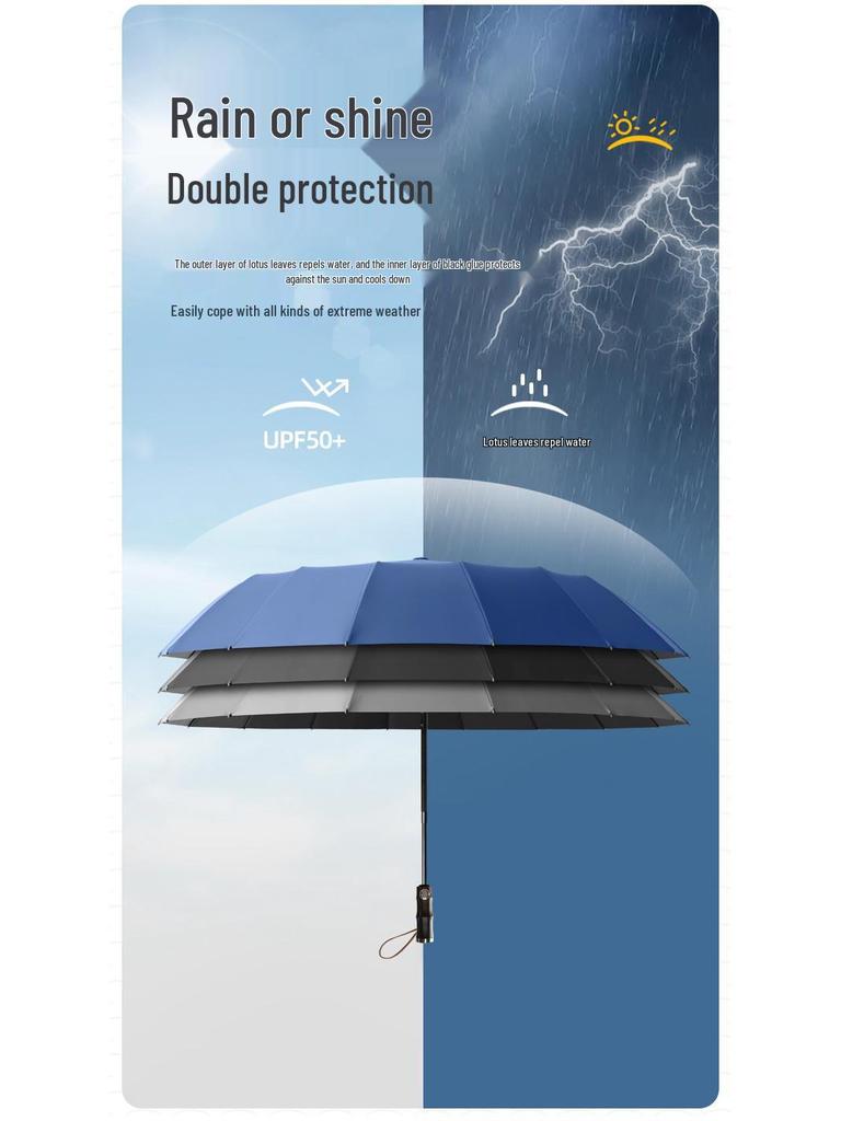 Extra Großer Automatischer Winddichter Doppelrippen-Sonnenschirm für Herren - Duale Nutzung und Zwei-Personen-Kapazität