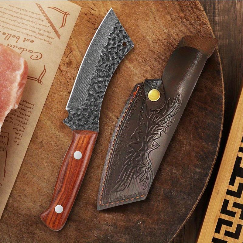 Professional Cutting Knife With Knife Sheath Forged Boning Knife Straight Knife Meat Cleaver Barbecue Knife