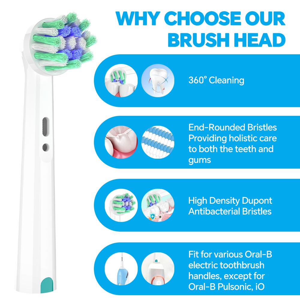Replacement Toothbrush Heads Compatible with Oral B Electric Toothbrush, Cross Action Brush Head Refill for Pro, D, Smart Series