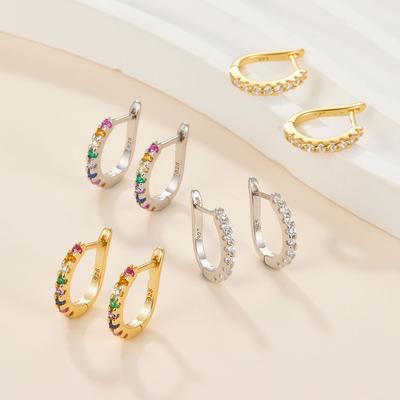 Fashion Earrings, High-End Design, Ear Buckles, Light Luxury, Color Zircon Temperament Earrings.
