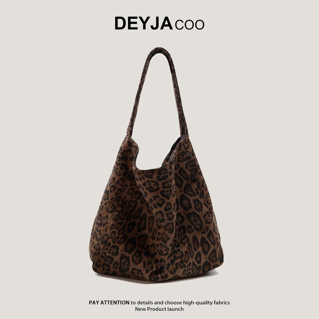IELGY Ladies Tote Bag Autumn Winter Large Capacity Canvas Lazy Style One Shoulder Leopard Print Bag
