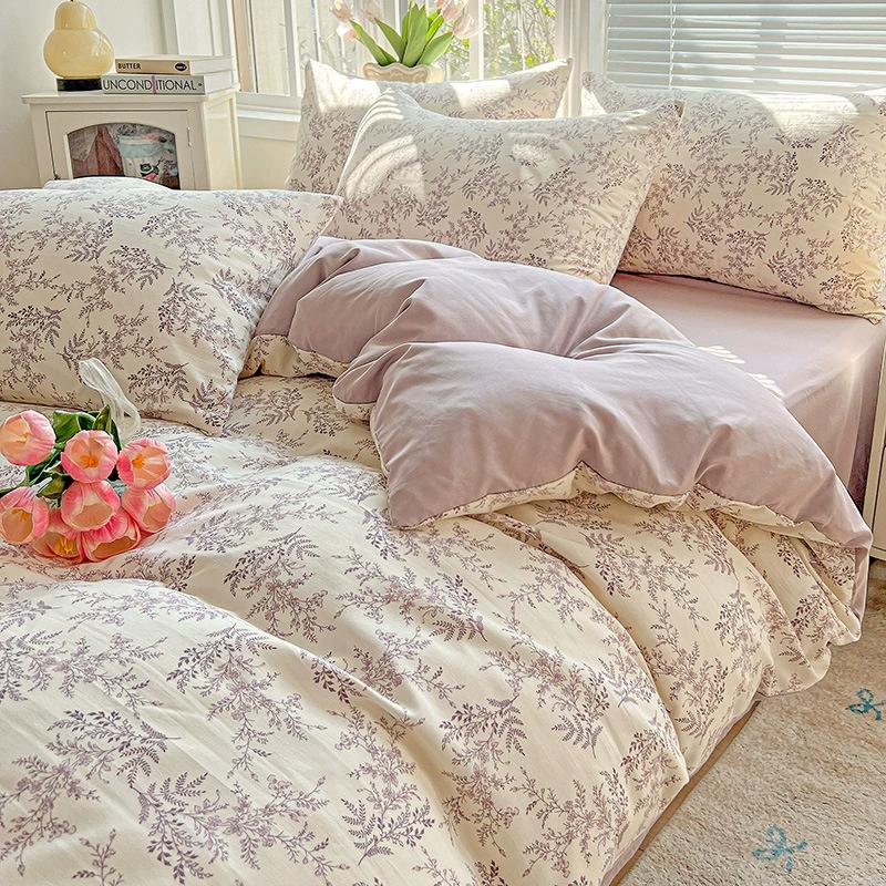 

Washed Cotton Duvet Cover Printed Pattern Soft Skin-friendly Bedding Student Dormitory Quilt Cover and Pillowcase Funda Nordica 48x74cm 2 pillowcase