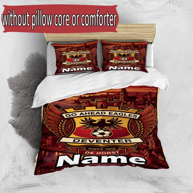 3pcs Duvet Cover Set (1*Duvet Cover + 2*Pillowcase, Without Core), Custom Name Go Ahead Eagles Pattern Bedding Set, Home Bedroom Decor Gift