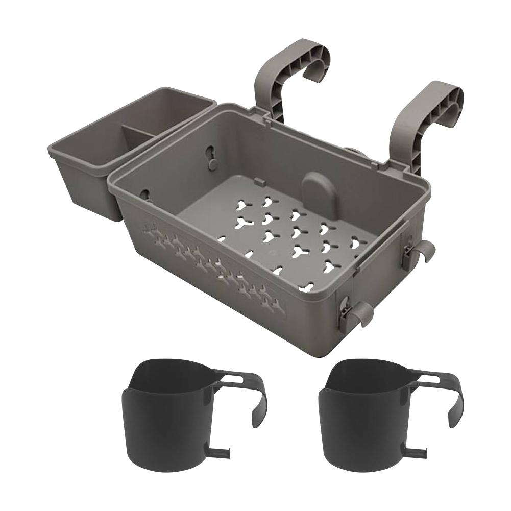 Poolside Storage Basket with Pool Cup Holders Plastic Pool Side Basket Above Ground Swimming Pool Accessories for Drinks Soap