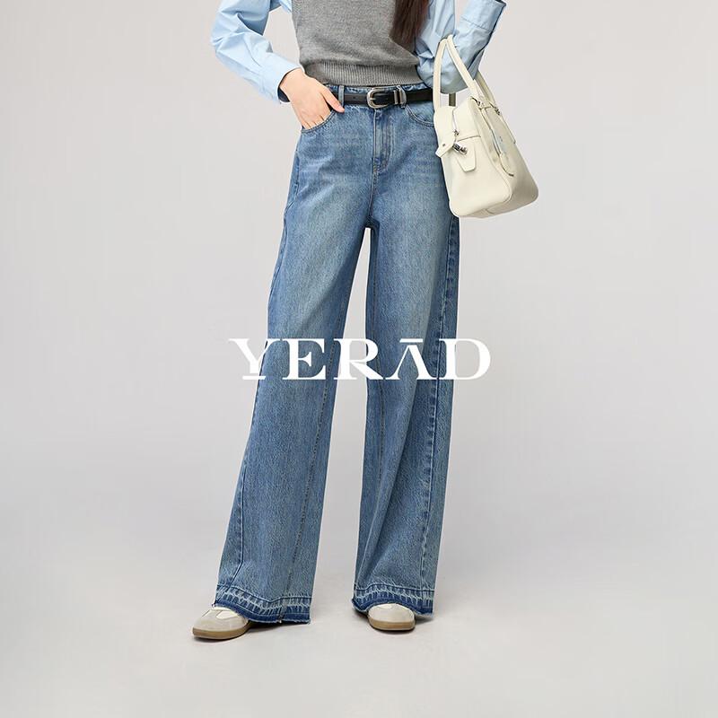 YERAD Women s 2026 Spring 100% Cotton Loose Fit Wide Leg Denim Pants M