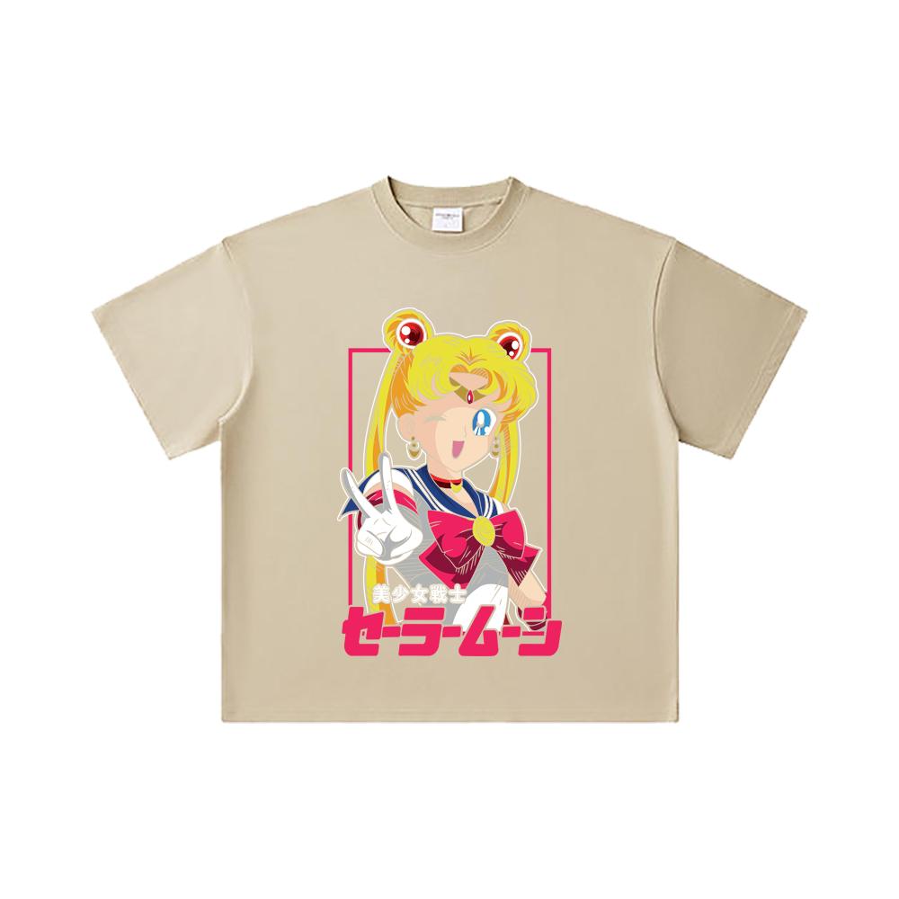 260 GSM Double Yarn 32 Count 100% Cotton Sailor Moon V9 Minako Print Unisex Heavy Cotton T Shirt