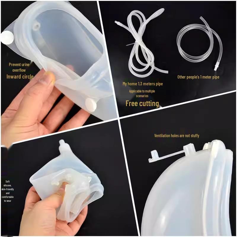 Unisex Silicone Urinal and Fecal Collection Bag for Bedridden Individuals