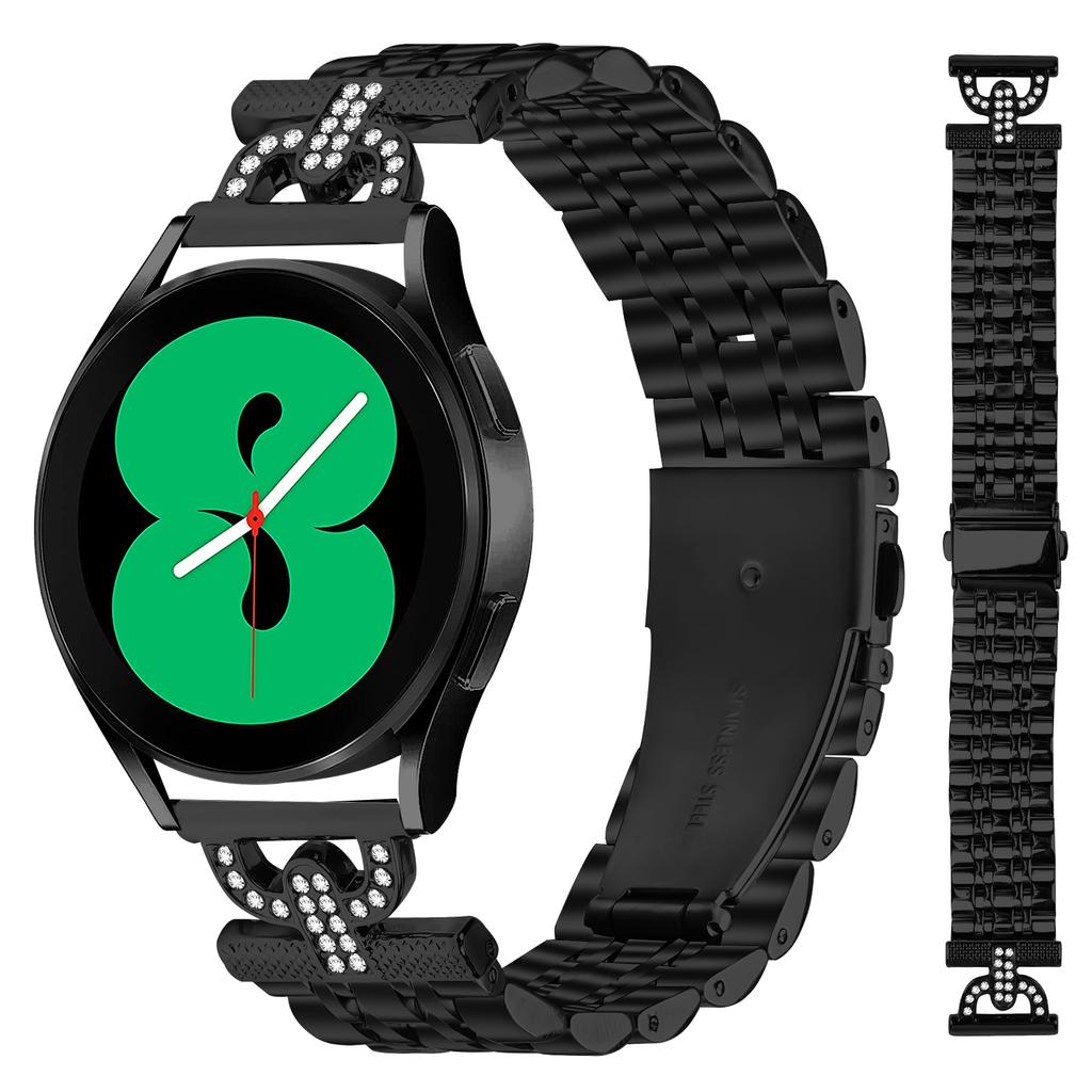 Watch Band for Garmin D2 Air X10/vivoactive 5/Venu Sq 2 7-Bead D-Shape Rhinestones Decor Stainless Steel Colored Watch Strap