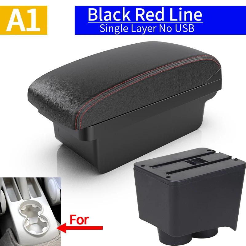 Для Volkswagen Polo Armrest Для VW Polo 9N 3 Car Armrest box 2002-2009 Retrofit parts Ящик для хранения автомобилей Аксессуары для интерьера USB A1 Black red NO USB