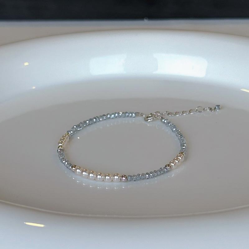 Female Light Luxury Niche Multi-layer Stacked Bracelet Pearl Blue Crystal