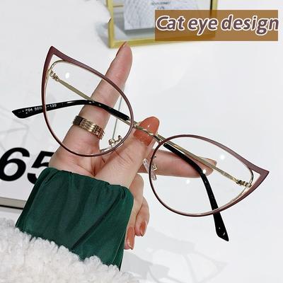 Okulary Kocie Oko Blokujące Niebieskie Światło Luksusowy Design Oversize Metalowa Oprawka Okulary Kobiety Mężczyźni Komputerowe Optyczne Okulary