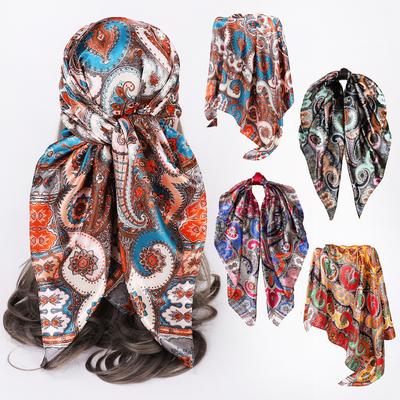 Neuer quadratischer Schal Damen Seidenschal Ethnischer Stil Schal Cashew Blumenmuster Seidenschal Vintage Turban