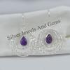 Amethyst Hammered Earrings, Designer Light Weight Earring, 925 Sterling Silver Teardrop Amethyst Earring, February Birthstone Earring