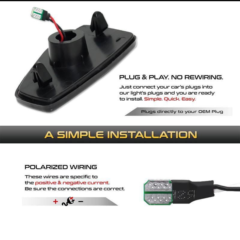 iJDM Car Amber Triple-Row LED Strip Front Fender Side Marker Lights Compatible With For Hummer H3 H3T Turn Signal Light